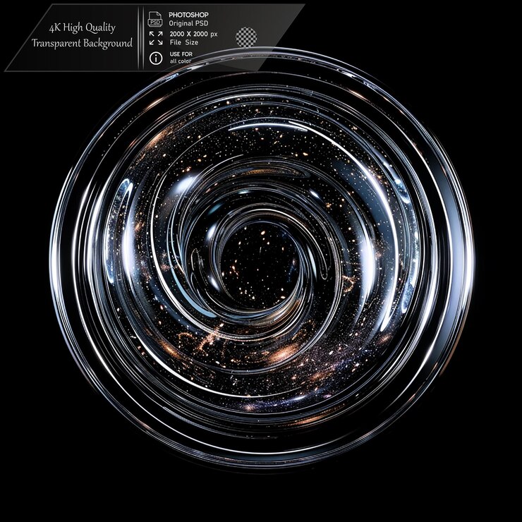 PSD a phenomenon where a massive object bends light on transparent background