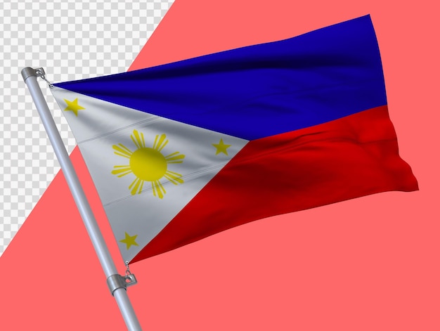 Philippines flag in realistic 3d render Transparent Background High Quality flag