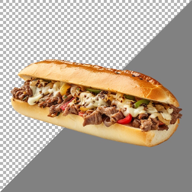 PSD philly cheesesteak sandwich podwodny na przezroczystym tle