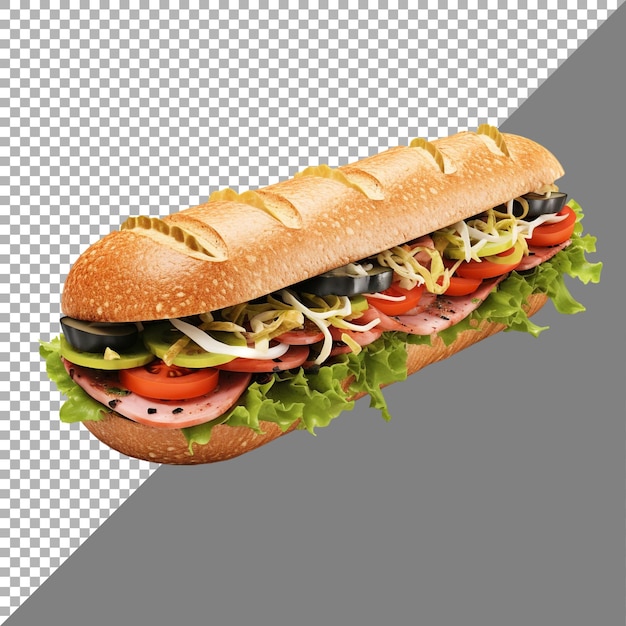 PSD philly cheesesteak submarine sandwich sullo sfondo trasparente generato da ai