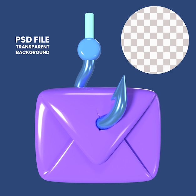 PSD Икона 3d-иллюстрации фишинга