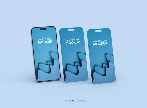 Phone 14 pro mockup and some separated screens floating ui ux app concept 3d render
