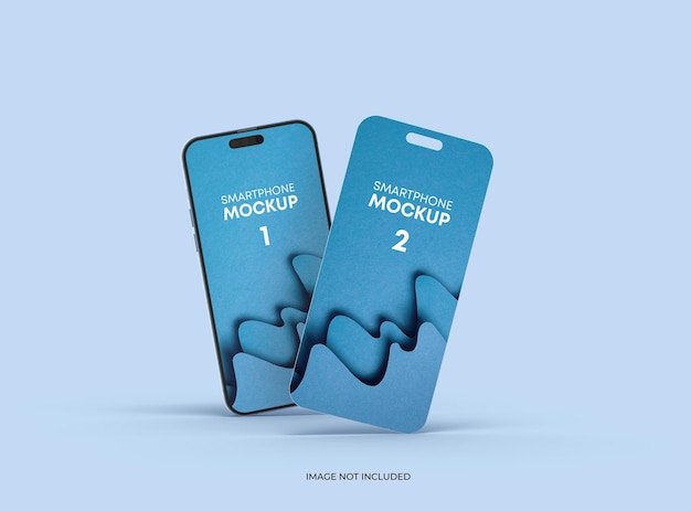 Phone 14 pro mockup og nogle adskilte skærme, der flyder, ui ux app-koncept 3D-rendering