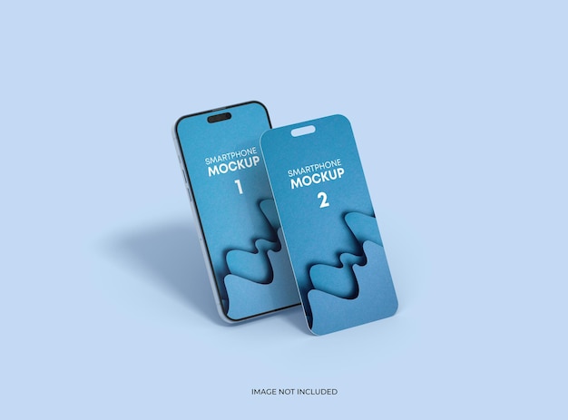 Phone 14 pro mockup og nogle adskilte skærme, der flyder, ui ux app-koncept 3D-rendering