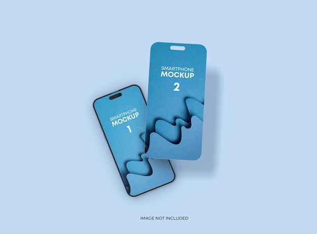 Phone 14 pro mockup ve bazı ayrılmış ekranlar, yüzen arayüz tasarım uygulama konsepti 3D render