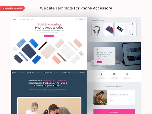電話アクセサリーのウェブサイトのページのデザインテンプレート