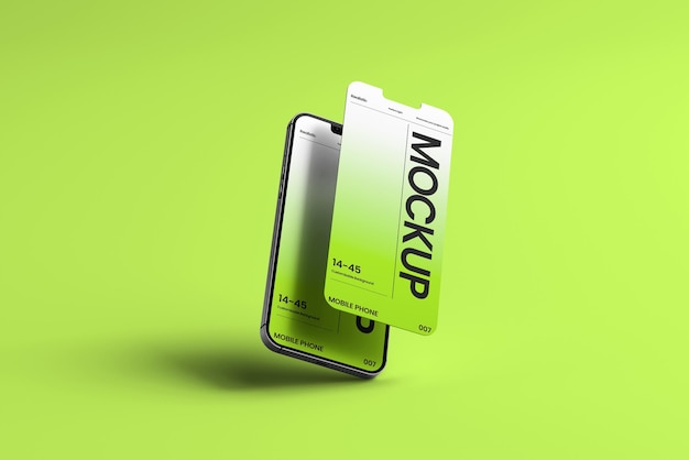 携帯電話アプリのダブルスクリーンモックアップ