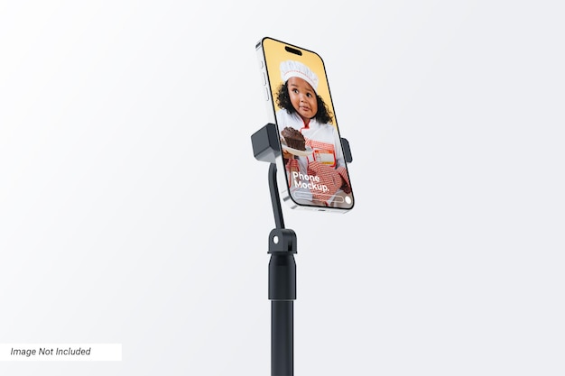 phone app screen mockup with standig holder