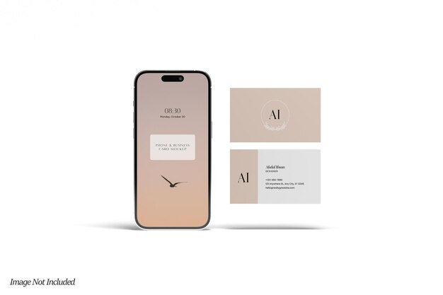 Telefono e biglietto da visita mockup premium psd