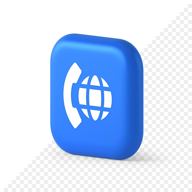 PSD phone call international global communication button cyberspace dialogue conversation 3d isometric icon