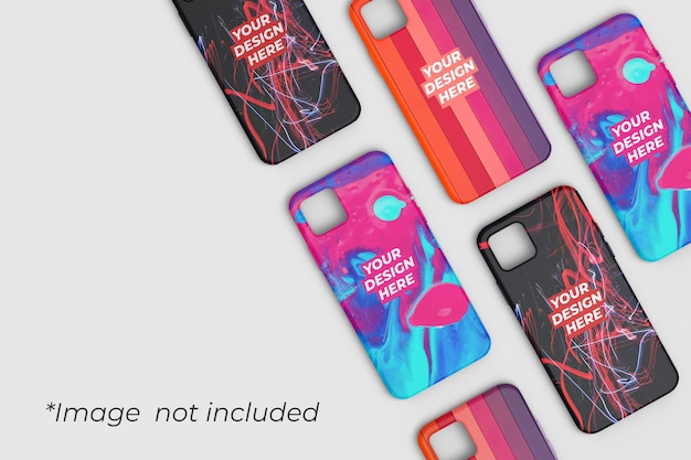 Phone case mockup design top angle view