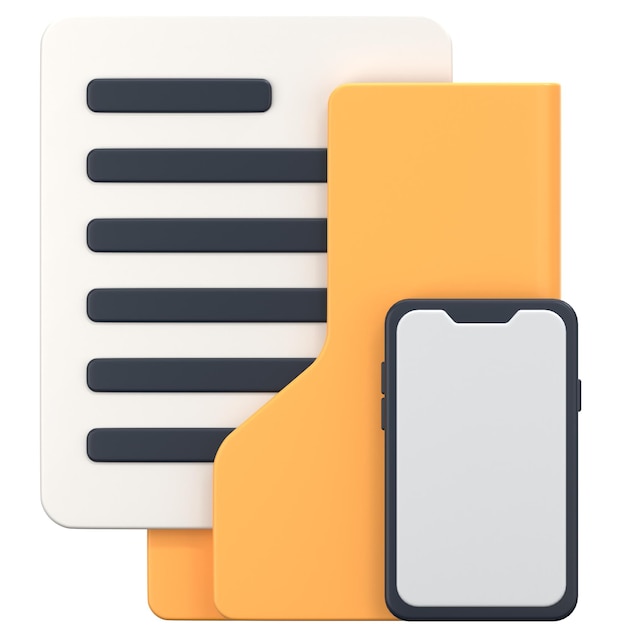 phone folder with phone sign 3D Icon Illustration Low Poly Style
