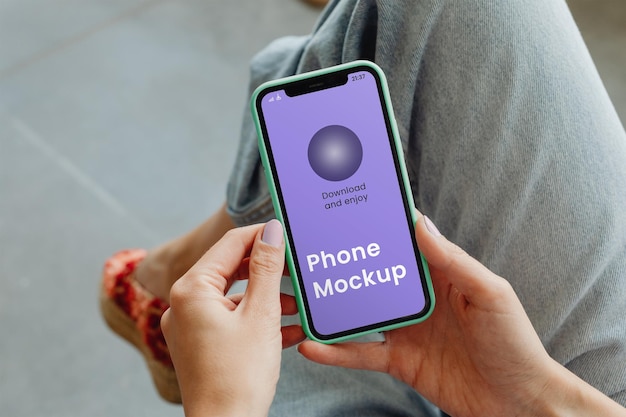 PSD phone in hand mockup