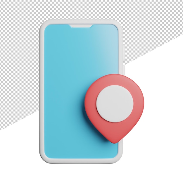 Phone Maps Location front view 3d rendering icon illustration on transparent background
