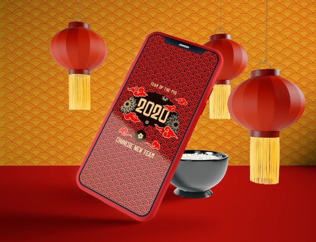 Telefono mock-up per il capodanno cinese