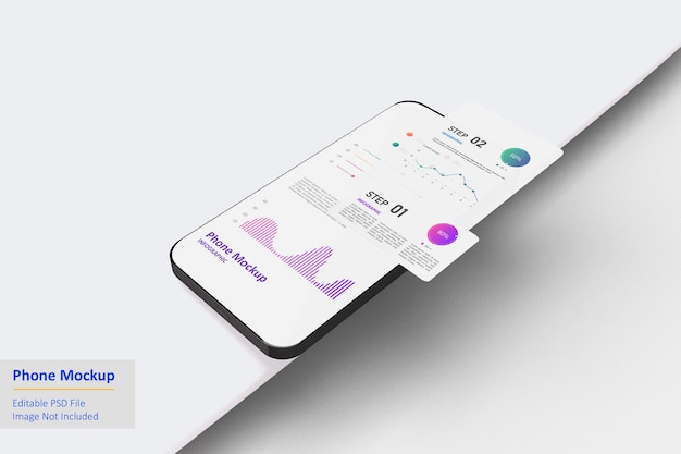 PSD telefono mockup 3d render sfondo pulito