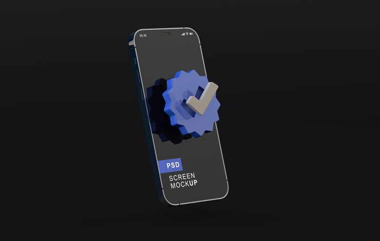 Phone mockup 3d verified social media account icon