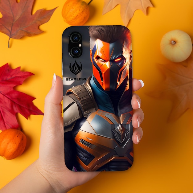 Phone mockup autumn themed seamless mockup