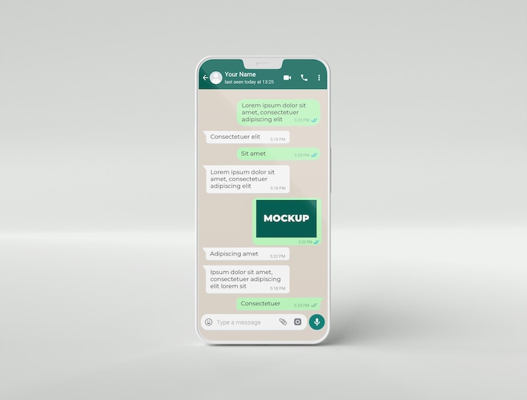 PSD phone mockup chat
