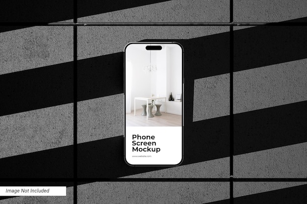 Phone mockup on concrete top view