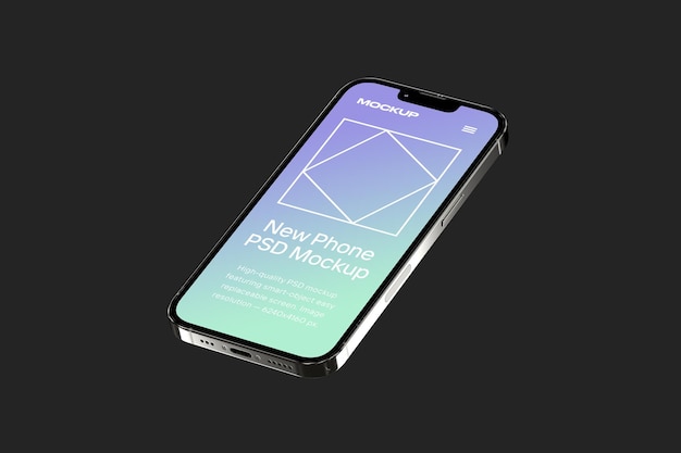 Telefono mockup volante isolato scatto realistico smartphone con schermo vuoto per l'identità del marchio