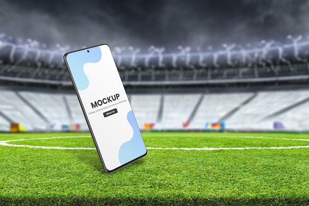 Phone mockup on football stadium