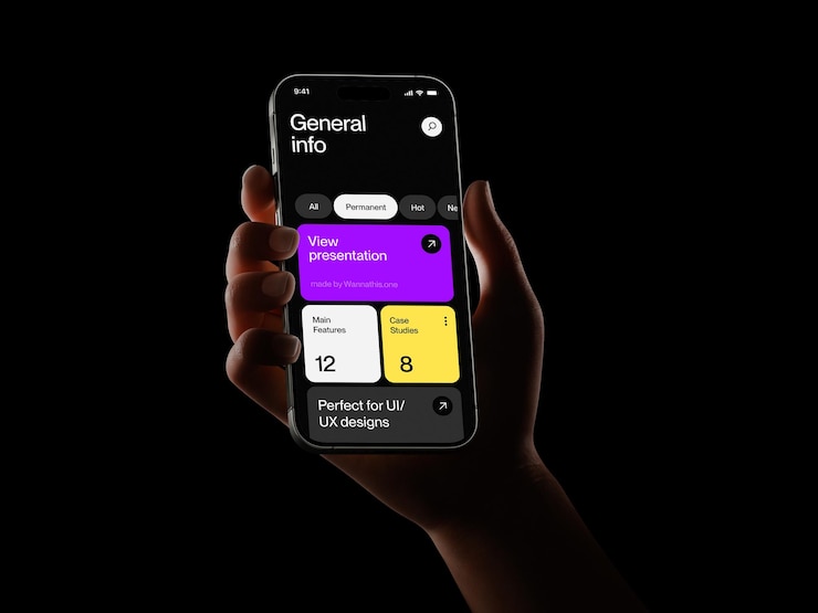PSD phone mockup hand held modern