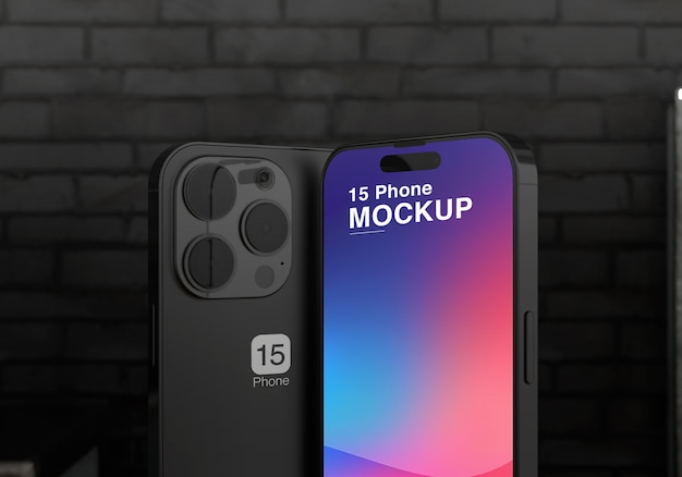 PSD phone mockup in industrial aesthetic room