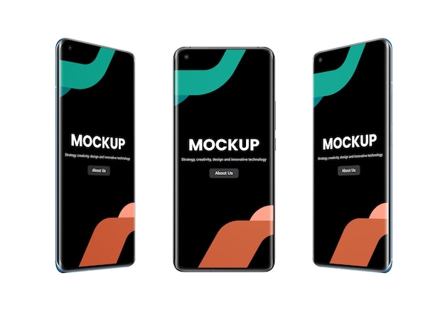 PSD phone mockup isplated in three positions