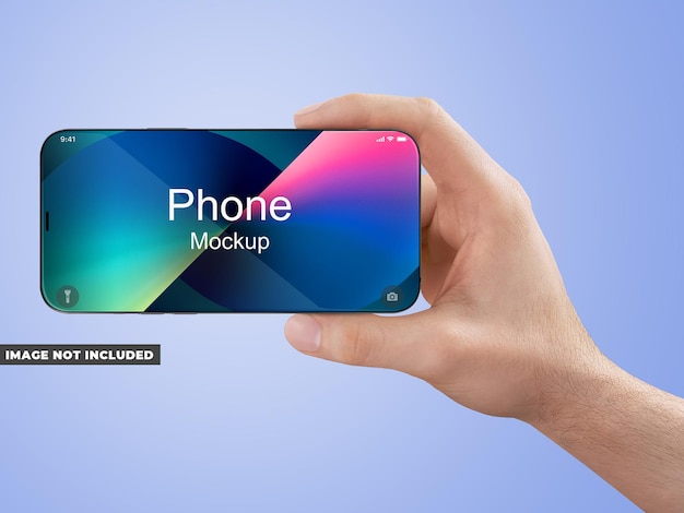 Mockup del telefono sdraiato in mano