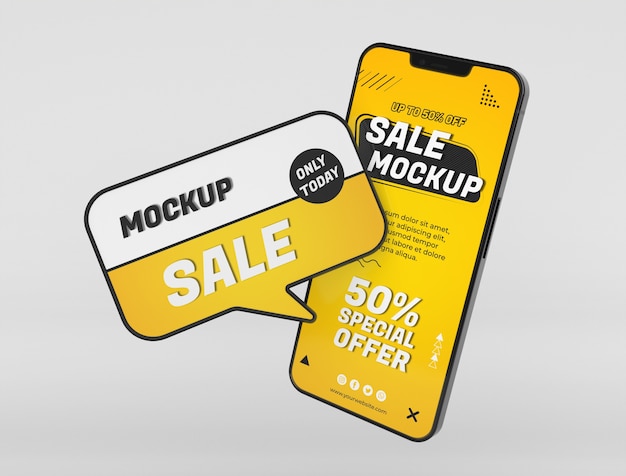 PSD phone mockup sale with discount