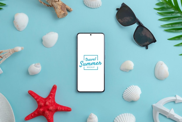 Phone mockup summer travel composition