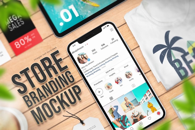 phone mockup and tshirt mockup for Store branding