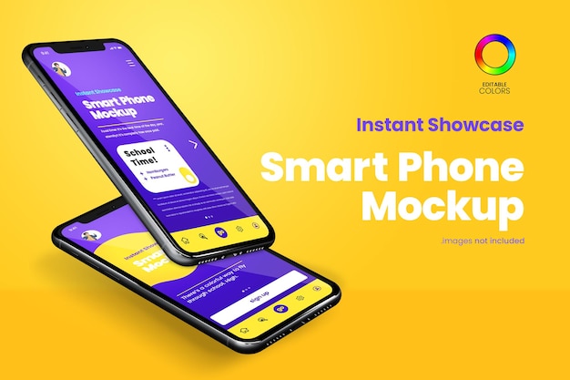 phone mockup of two floating smartphones