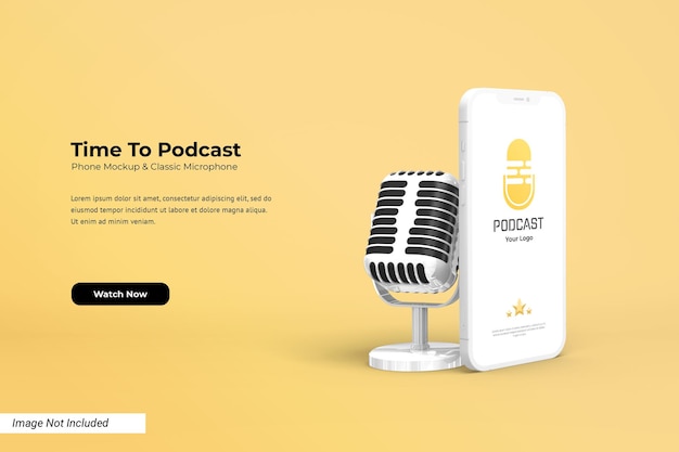 Mockup di telefono con microfono classico 3d