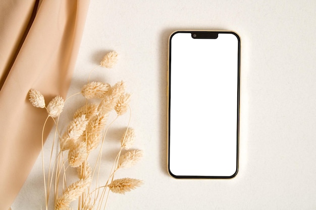 Phone mockup with dry grass