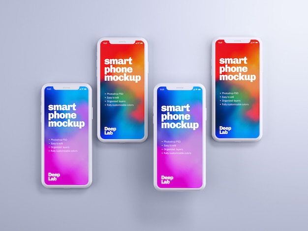 PSD phone mockup with editable wall