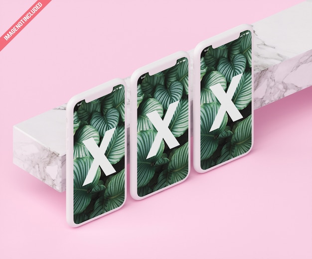 PSD phone mockup with marble