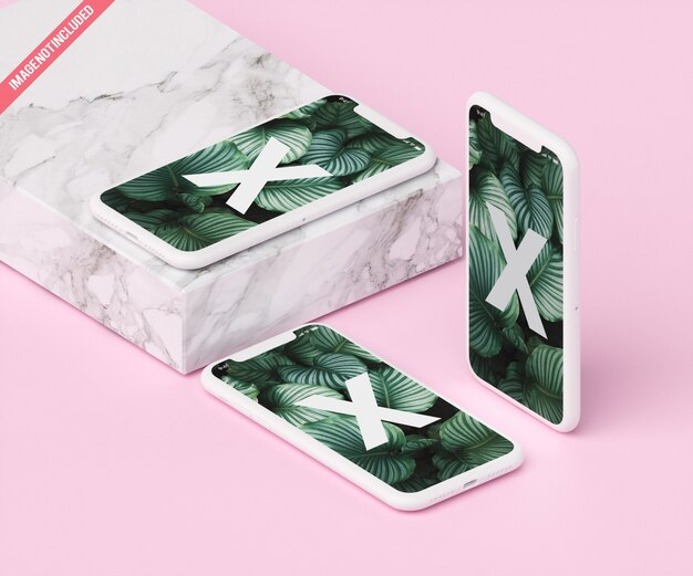 Phone mockup with marble