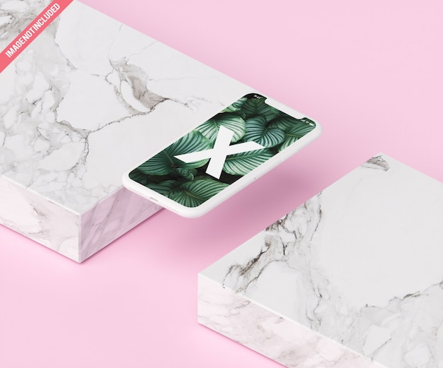 PSD phone mockup with marble