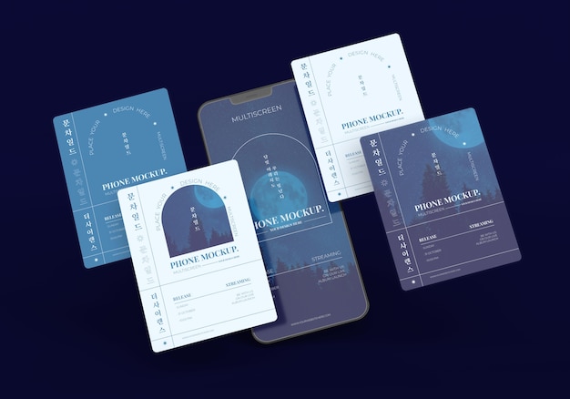 PSD phone multiscreen gravity mockup