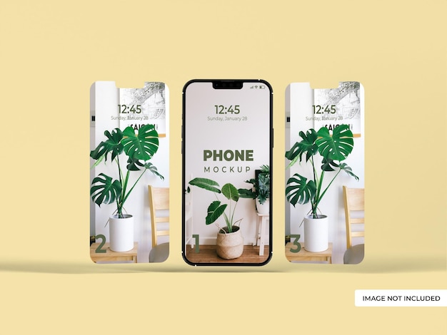 Mockup multischermo del telefono