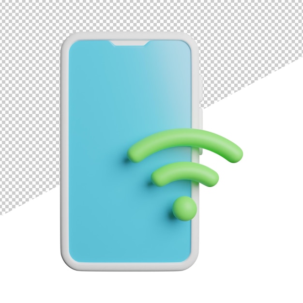 Phone network signal front view 3d rendering icon illustration on transparent background