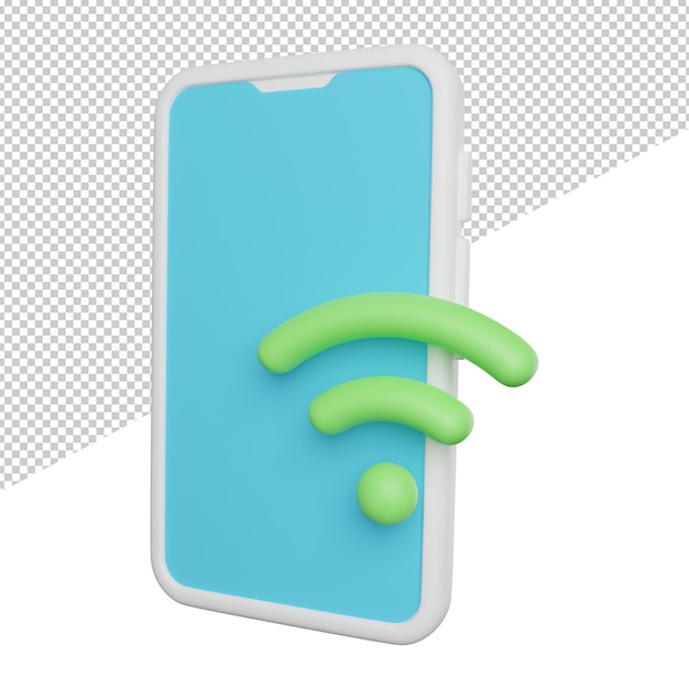 PSD phone network signal side view 3d rendering icon illustration on transparent background