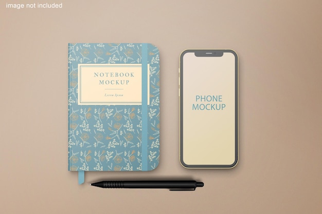 Phone and notebook mockup