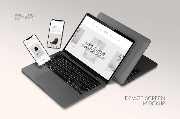 Phone and notebook screen - device mockup