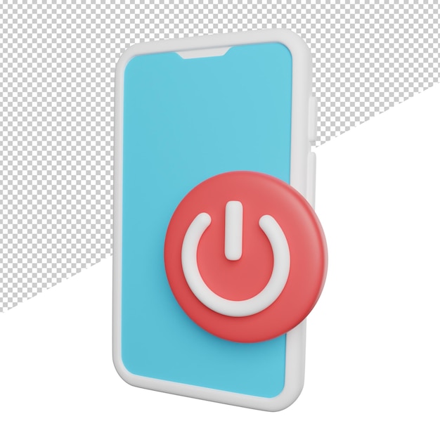 PSD phone power button side view 3d rendering icon illustration on transparent background