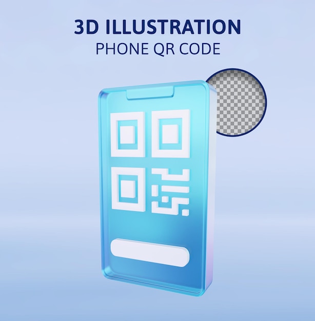 Phone qr code 3d rendering illustration