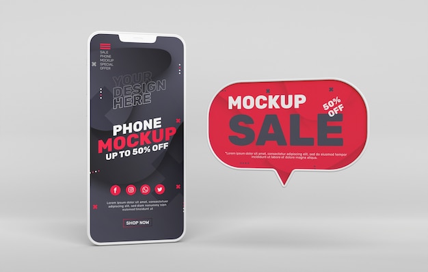 PSD mockup di sconto per la vendita del telefono