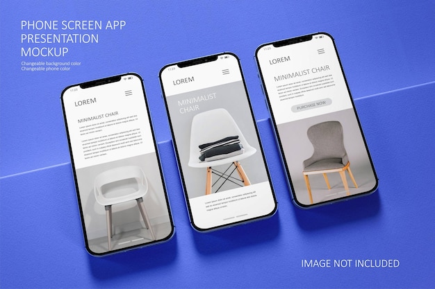 PSD mockup di presentazione dell'app per lo schermo del telefono